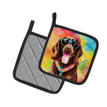 Load image into Gallery viewer, Chocolate Labrador Hippie Dawg Pot Holders - Set of 2 Decorative Kitchen Helpers | Made in the USA