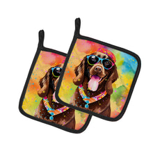 Load image into Gallery viewer, Chocolate Labrador Hippie Dawg Pot Holders - Set of 2 Decorative Kitchen Helpers | Made in the USA