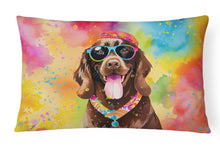 Load image into Gallery viewer, Chocolate Labrador Hippie Dawg Fabric Decorative Pillow