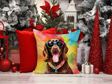 Load image into Gallery viewer, Chocolate Labrador Hippie Dawg Throw Pillow - 14x14 Decorative Pillow – Art for Your Home &amp; Patio
