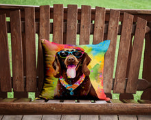 Load image into Gallery viewer, Chocolate Labrador Hippie Dawg Throw Pillow - 14x14 Decorative Pillow – Art for Your Home &amp; Patio