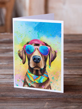 Load image into Gallery viewer, Chocolate Labrador Hippie Dawg Greeting Cards - Blank Note Cards – 8-Pack of Artist-Designed Cards with Envelopes