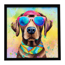 Load image into Gallery viewer, Chocolate Labrador Hippie Dawg Framed Metal Print