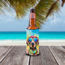 Load image into Gallery viewer, Chocolate Labrador Hippie Dawg Slim Can Huggers – Fun, Functional Drink Coolers for Every Occasion