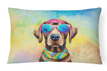 Load image into Gallery viewer, Chocolate Labrador Hippie Dawg Fabric Decorative Pillow