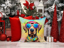 Load image into Gallery viewer, Chocolate Labrador Hippie Dawg Throw Pillow - 14x14 Decorative Pillow – Art for Your Home &amp; Patio