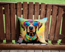 Load image into Gallery viewer, Chocolate Labrador Hippie Dawg Throw Pillow - 14x14 Decorative Pillow – Art for Your Home &amp; Patio