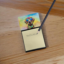 Load image into Gallery viewer, Chocolate Labrador Hippie Dawg Sticky Note Holder- Refiilable Desk Accessory Note Pad