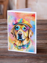 Load image into Gallery viewer, Yellow Labrador Hippie Dawg Greeting Cards - Blank Note Cards – 8-Pack of Artist-Designed Cards with Envelopes