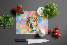 Load image into Gallery viewer, Yellow Labrador Hippie Dawg Glass Cutting Boards – Durable, Decorative Kitchen Art Large