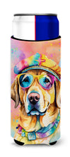 Load image into Gallery viewer, Yellow Labrador Hippie Dawg Slim Can Huggers – Fun, Functional Drink Coolers for Every Occasion