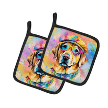 Load image into Gallery viewer, Yellow Labrador Hippie Dawg Pot Holders - Set of 2 Decorative Kitchen Helpers | Made in the USA
