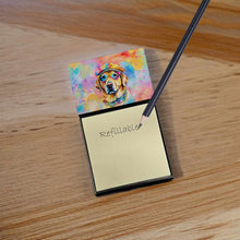 Load image into Gallery viewer, Yellow Labrador Hippie Dawg Sticky Note Holder- Refiilable Desk Accessory Note Pad