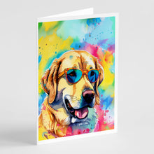 Load image into Gallery viewer, Yellow Labrador Hippie Dawg Greeting Cards - Blank Note Cards – 8-Pack of Artist-Designed Cards with Envelopes