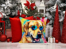 Load image into Gallery viewer, Yellow Labrador Hippie Dawg Fabric Decorative Pillow