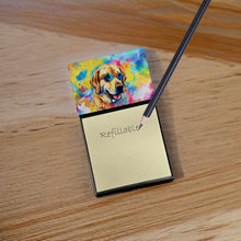 Load image into Gallery viewer, Yellow Labrador Hippie Dawg Sticky Note Holder- Refiilable Desk Accessory Note Pad
