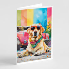 Load image into Gallery viewer, Yellow Labrador Hippie Dawg Greeting Cards - Blank Note Cards – 8-Pack of Artist-Designed Cards with Envelopes