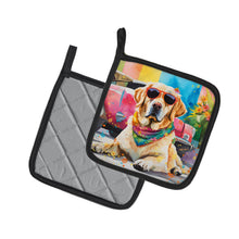 Load image into Gallery viewer, Yellow Labrador Hippie Dawg Pot Holders - Set of 2 Decorative Kitchen Helpers | Made in the USA