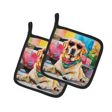 Load image into Gallery viewer, Yellow Labrador Hippie Dawg Pot Holders - Set of 2 Decorative Kitchen Helpers | Made in the USA