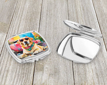 Load image into Gallery viewer, Yellow Labrador Hippie Dawg Compact Mirror – Stylish Purse Mirror with Artistic Covers