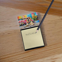 Load image into Gallery viewer, Yellow Labrador Hippie Dawg Sticky Note Holder- Refiilable Desk Accessory Note Pad