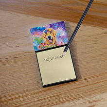 Load image into Gallery viewer, Yellow Labrador Hippie Dawg Sticky Note Holder- Refiilable Desk Accessory Note Pad