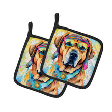 Load image into Gallery viewer, Mastiff Hippie Dawg Pot Holders - Set of 2 Decorative Kitchen Helpers | Made in the USA