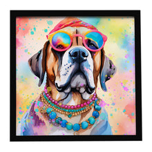 Load image into Gallery viewer, Mastiff Hippie Dawg Framed Metal Print