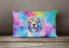 Load image into Gallery viewer, Old English Sheepdog Hippie Dawg Fabric Decorative Pillow