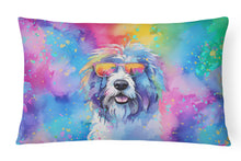 Load image into Gallery viewer, Old English Sheepdog Hippie Dawg Fabric Decorative Pillow