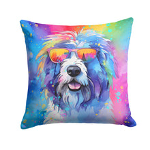 Load image into Gallery viewer, Old English Sheepdog Hippie Dawg Throw Pillow - 14x14 Decorative Pillow – Art for Your Home &amp; Patio