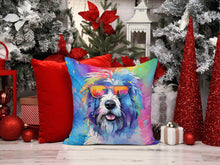 Load image into Gallery viewer, Old English Sheepdog Hippie Dawg Fabric Decorative Pillow