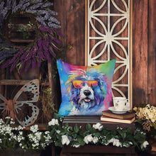 Load image into Gallery viewer, Old English Sheepdog Hippie Dawg Fabric Decorative Pillow