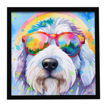 Load image into Gallery viewer, Old English Sheepdog Hippie Dawg Framed Metal Print