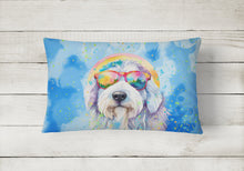 Load image into Gallery viewer, Old English Sheepdog Hippie Dawg Fabric Decorative Pillow