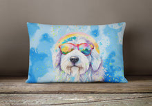 Load image into Gallery viewer, Old English Sheepdog Hippie Dawg Fabric Decorative Pillow