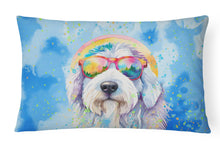 Load image into Gallery viewer, Old English Sheepdog Hippie Dawg Fabric Decorative Pillow