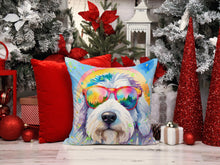 Load image into Gallery viewer, Old English Sheepdog Hippie Dawg Throw Pillow - 14x14 Decorative Pillow – Art for Your Home &amp; Patio
