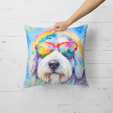 Load image into Gallery viewer, Old English Sheepdog Hippie Dawg Fabric Decorative Pillow