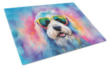 Load image into Gallery viewer, Old English Sheepdog Hippie Dawg Glass Cutting Boards – Durable, Decorative Kitchen Art Large