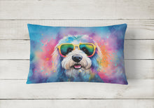 Load image into Gallery viewer, Old English Sheepdog Hippie Dawg Fabric Decorative Pillow