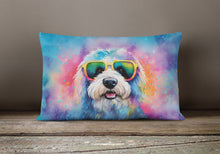 Load image into Gallery viewer, Old English Sheepdog Hippie Dawg Fabric Decorative Pillow