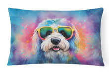 Load image into Gallery viewer, Old English Sheepdog Hippie Dawg Fabric Decorative Pillow