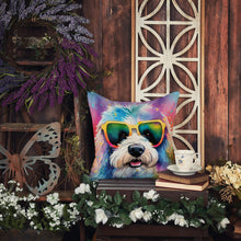 Load image into Gallery viewer, Old English Sheepdog Hippie Dawg Throw Pillow - 14x14 Decorative Pillow – Art for Your Home &amp; Patio