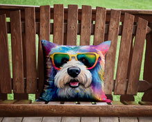 Load image into Gallery viewer, Old English Sheepdog Hippie Dawg Throw Pillow - 14x14 Decorative Pillow – Art for Your Home &amp; Patio
