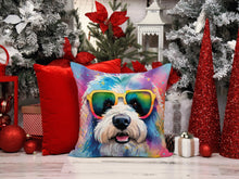 Load image into Gallery viewer, Old English Sheepdog Hippie Dawg Fabric Decorative Pillow