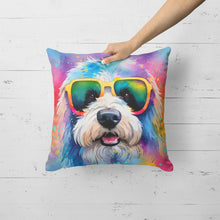 Load image into Gallery viewer, Old English Sheepdog Hippie Dawg Fabric Decorative Pillow