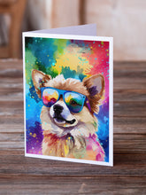 Load image into Gallery viewer, Pomeranian Hippie Dawg Greeting Cards - Blank Note Cards – 8-Pack of Artist-Designed Cards with Envelopes