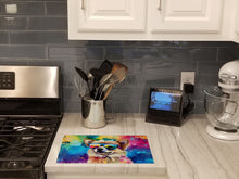 Load image into Gallery viewer, Pomeranian Hippie Dawg Glass Cutting Boards – Durable, Decorative Kitchen Art Large