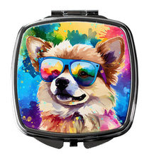 Load image into Gallery viewer, Pomeranian Hippie Dawg Compact Mirror – Stylish Purse Mirror with Artistic Covers